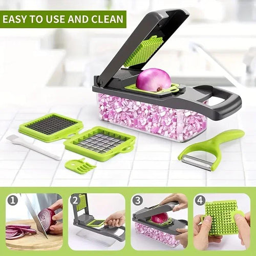 16 in 1 Vegetable Chopper Accessories with Stainless Steel Blade Slicer - Kitchen Utensil