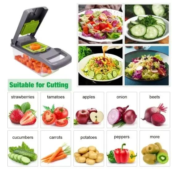16 in 1 Vegetable Chopper Accessories with Stainless Steel Blade Slicer - Kitchen Utensil