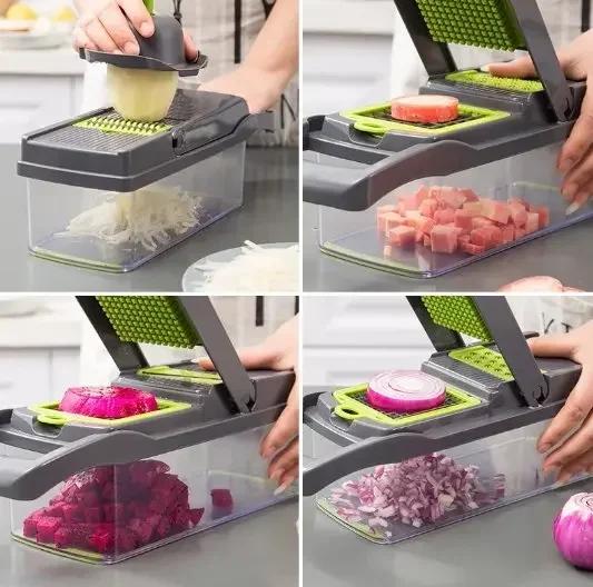16 in 1 Vegetable Chopper Accessories with Stainless Steel Blade Slicer - Kitchen Utensil
