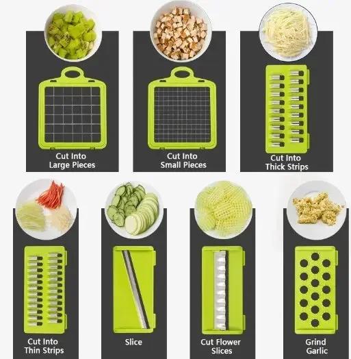 16 in 1 Vegetable Chopper Accessories with Stainless Steel Blade Slicer - Kitchen Utensil