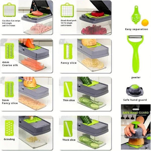 16 in 1 Vegetable Chopper Accessories with Stainless Steel Blade Slicer - Kitchen Utensil
