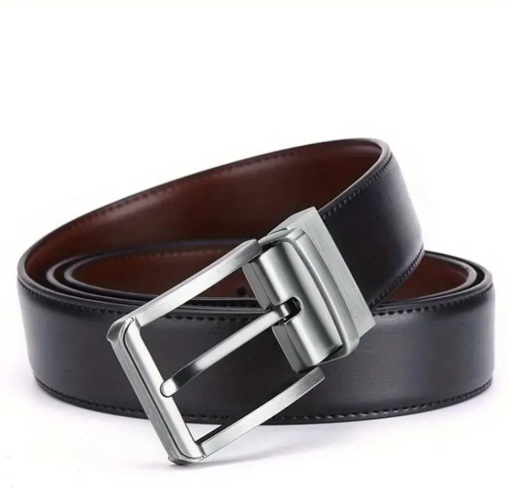 1.25" Genuine Leather Men's Reversible Belt - Alloy Buckle, Perfect for Casual & Golf Wear