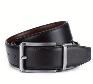 1.25" Genuine Leather Men's Reversible Belt - Alloy Buckle, Perfect for Casual & Golf Wear