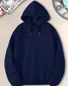 Men'S Navy Blue Hoodie with Geometric Pattern
