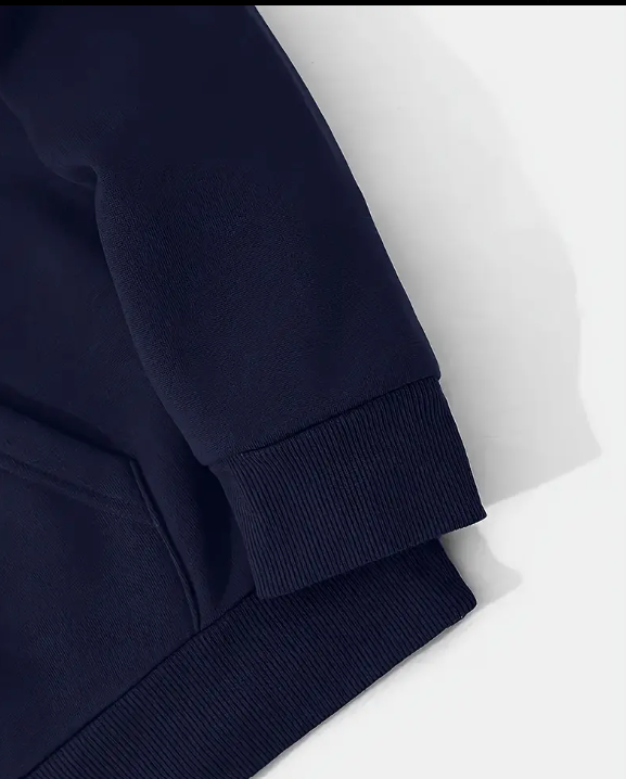 Men'S Navy Blue Hoodie with Geometric Pattern