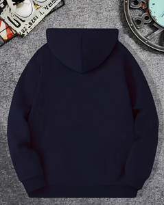 Men'S Navy Blue Hoodie with Geometric Pattern
