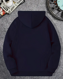 Men'S Navy Blue Hoodie with Geometric Pattern