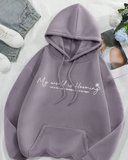 Letter Print Kangaroo Pocket Hoodie, Casual Drop Shoulder Long Sleeve